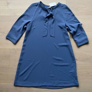 H&M Blue Tie-Neck Shift Dress